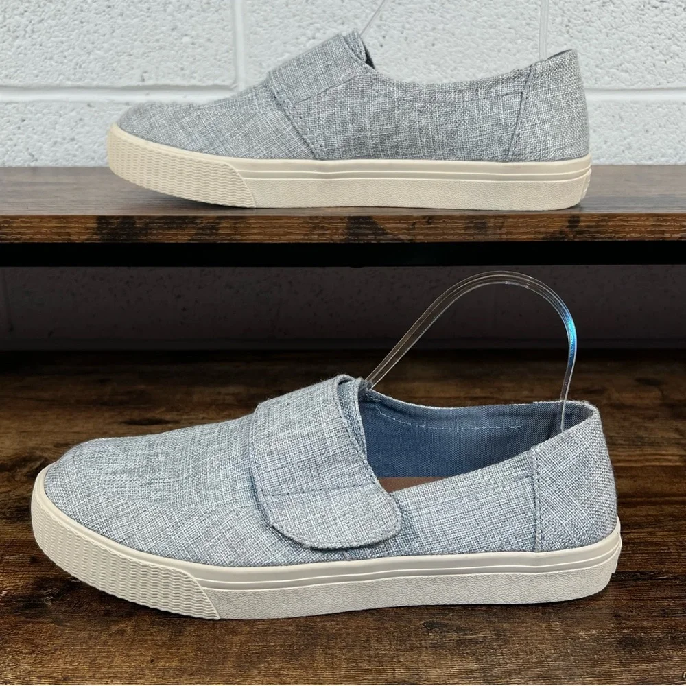 TOMS Altair Shoes Casual Slip On Gray Adjustable Strap Canvas Women's 10